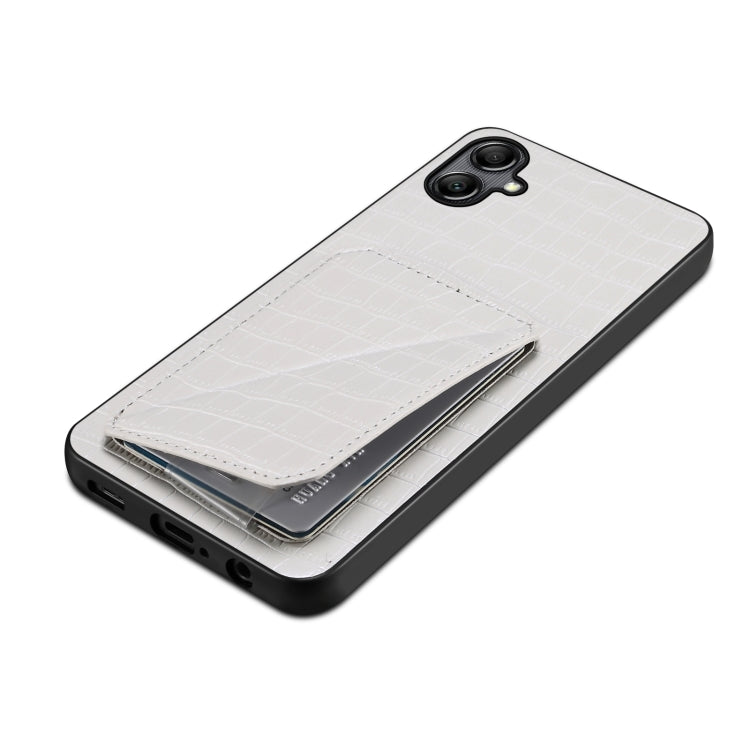 For Samsung Galaxy A32 5G Denior Imitation Crocodile Leather Back Phone Case with Holder(White)