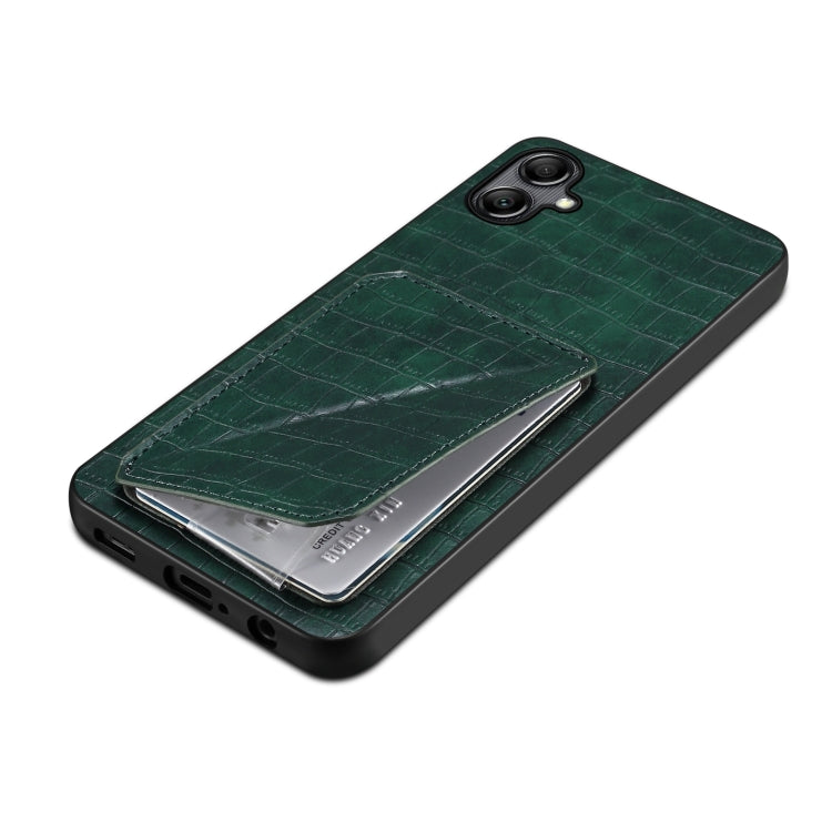 For Samsung Galaxy A54 5G Denior Imitation Crocodile Leather Back Phone Case with Holder(Green)