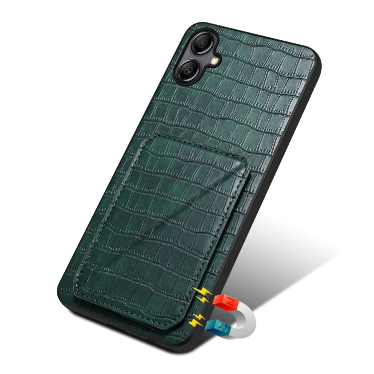 For Samsung Galaxy A54 5G Denior Imitation Crocodile Leather Back Phone Case with Holder(Green)