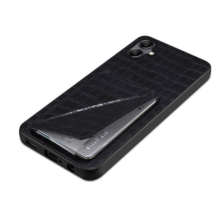 For Samsung Galaxy S23 FE 5G Denior Imitation Crocodile Leather Back Phone Case with Holder(Black)