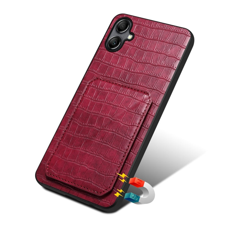 For Samsung Galaxy S23+ 5G Denior Imitation Crocodile Leather Back Phone Case with Holder(Rose Red)
