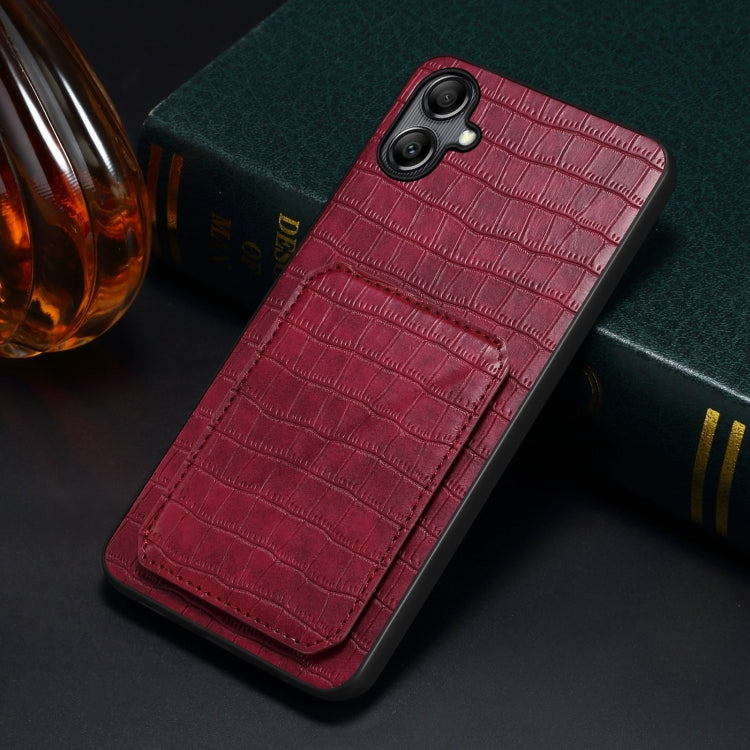 For Samsung Galaxy S23+ 5G Denior Imitation Crocodile Leather Back Phone Case with Holder(Rose Red)