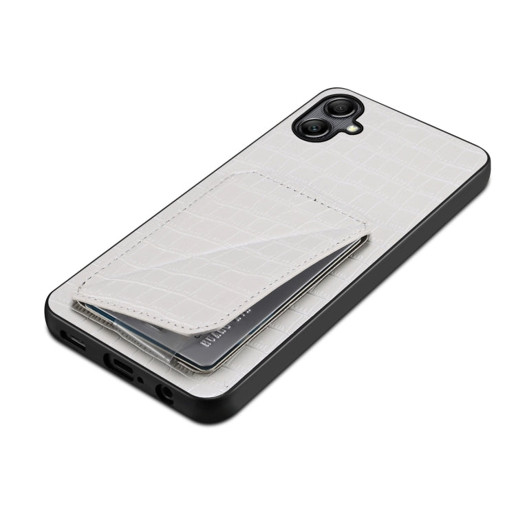 For Samsung Galaxy S23 Ultra 5G Denior Imitation Crocodile Leather Back Phone Case with Holder(White)
