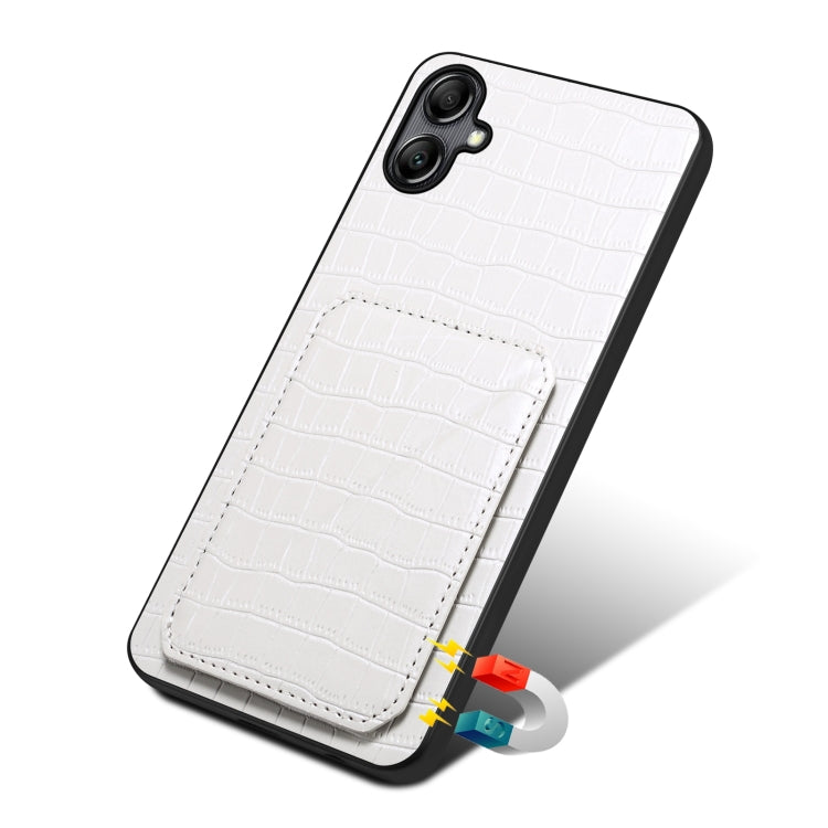 For Samsung Galaxy S23 Ultra 5G Denior Imitation Crocodile Leather Back Phone Case with Holder(White)
