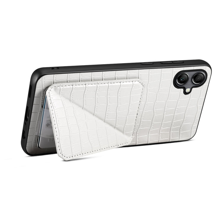 For Samsung Galaxy S24 Ultra 5G Denior Imitation Crocodile Leather Back Phone Case with Holder(White)