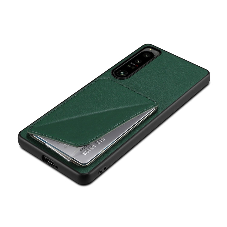 For Sony Xperia 5 III Denior Imitation Calf Leather Back Phone Case with Holder(Green)