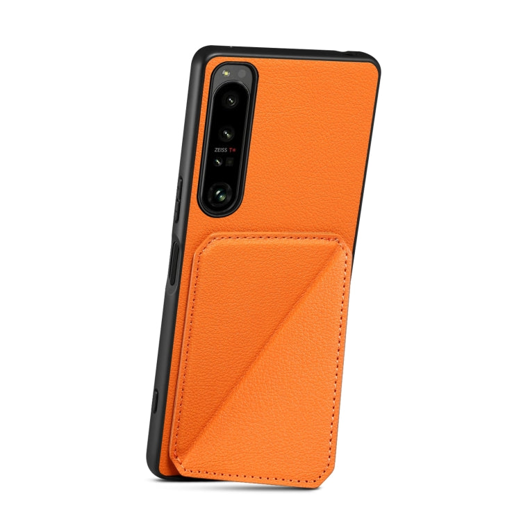 For Sony Xperia 5 III Denior Imitation Calf Leather Back Phone Case with Holder(Orange)