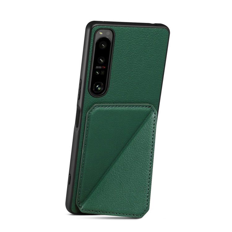 For Sony Xperia 5 IV Denior Imitation Calf Leather Back Phone Case with Holder(Green)