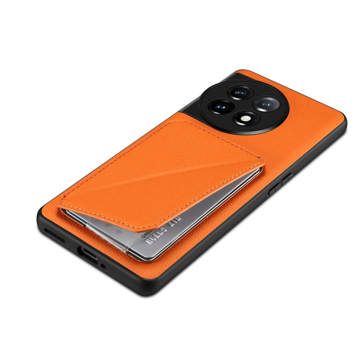 For OnePlus Ace 2 Pro 5G Denior Imitation Calf Leather Back Phone Case with Holder(Orange)
