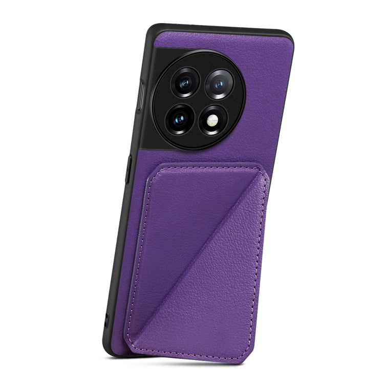For OnePlus Nord CE 3 5G / OPPO K11 Denior Imitation Calf Leather Back Phone Case with Holder(Purple)