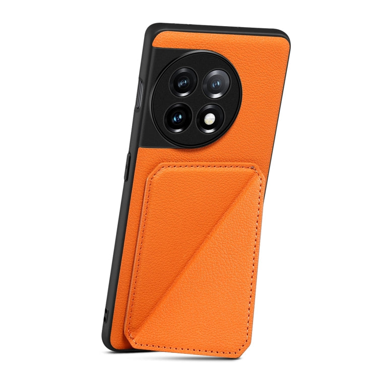 For OnePlus Nord CE 3 5G / OPPO K11 Denior Imitation Calf Leather Back Phone Case with Holder(Orange)