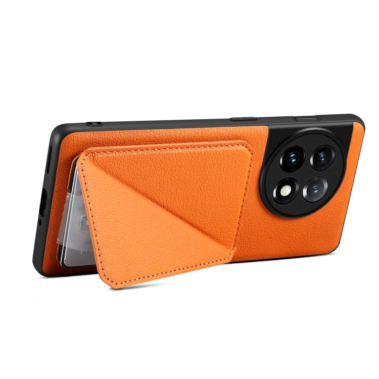 For OnePlus Nord CE 3 5G / OPPO K11 Denior Imitation Calf Leather Back Phone Case with Holder(Orange)