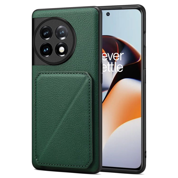 For OnePlus Ace 2 / 11R 5G Denior Imitation Calf Leather Back Phone Case with Holder(Green)