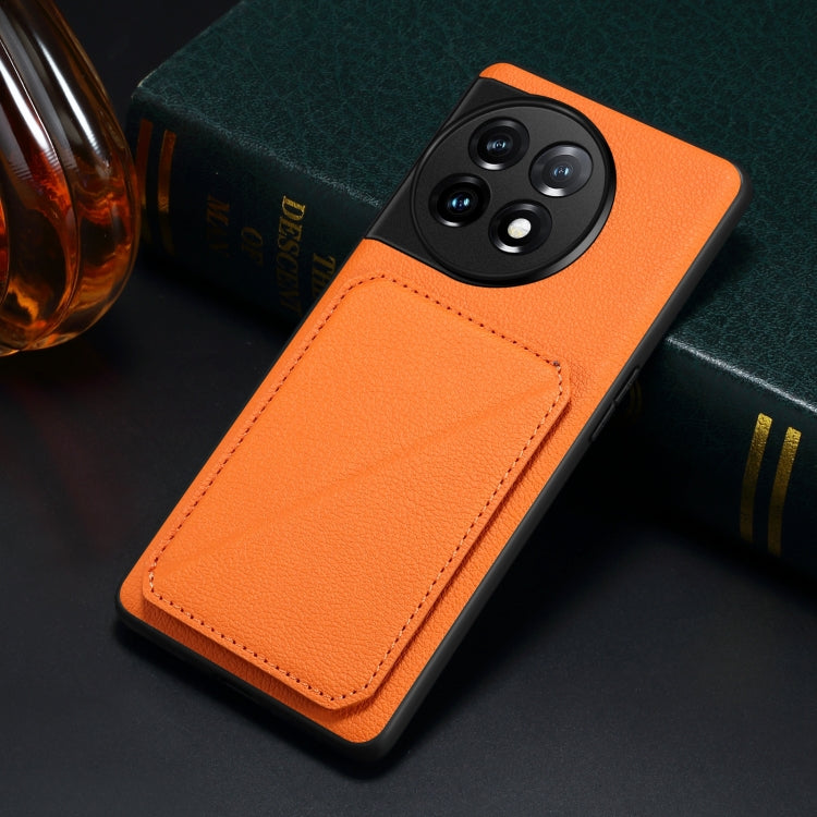 For OnePlus Ace 2 / 11R 5G Denior Imitation Calf Leather Back Phone Case with Holder(Orange)