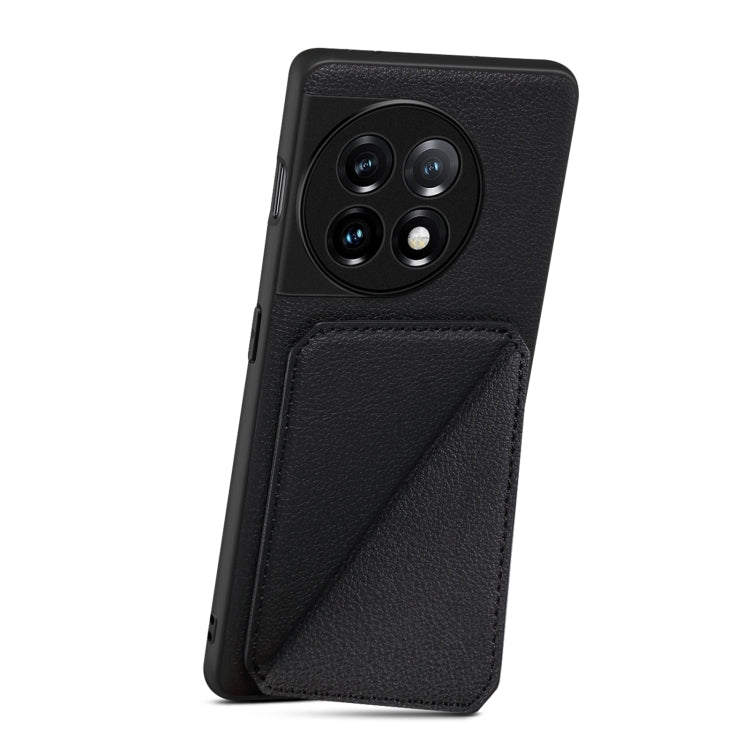 For OnePlus Ace 2 / 11R 5G Denior Imitation Calf Leather Back Phone Case with Holder(Black)