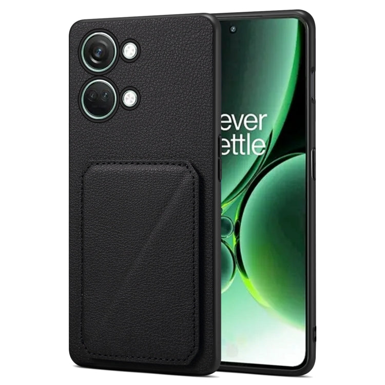 For OnePlus Ace 2 V / Nord 3 5G Denior Imitation Calf Leather Back Phone Case with Holder(Black)