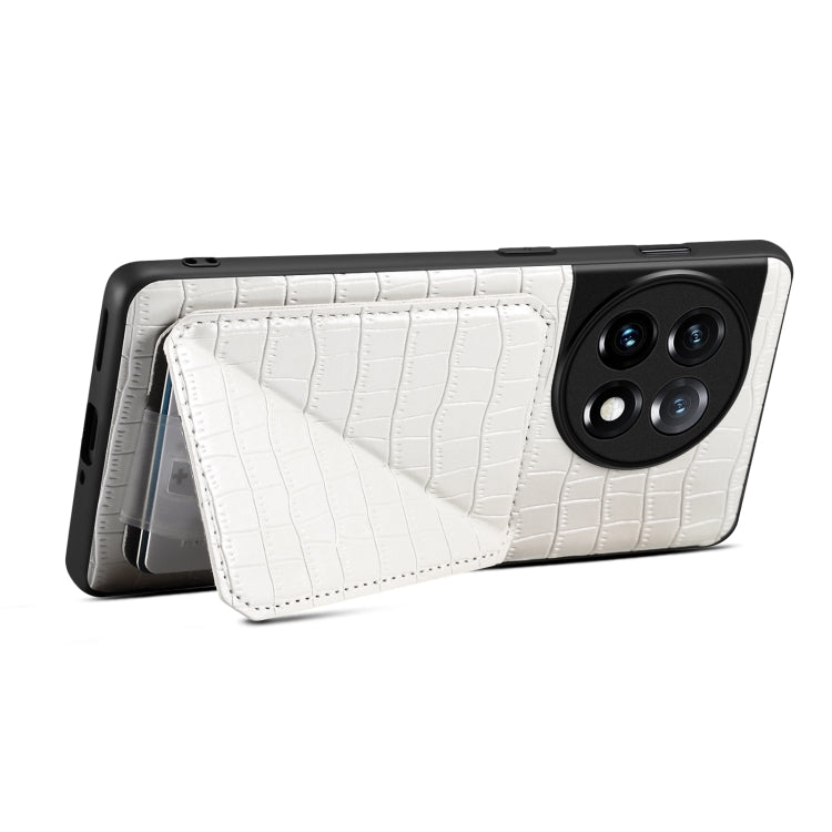 For OPPO K11 / OnePlus Nord CE3 5G Denior Imitation Crocodile Leather Back Phone Case with Holder(White)