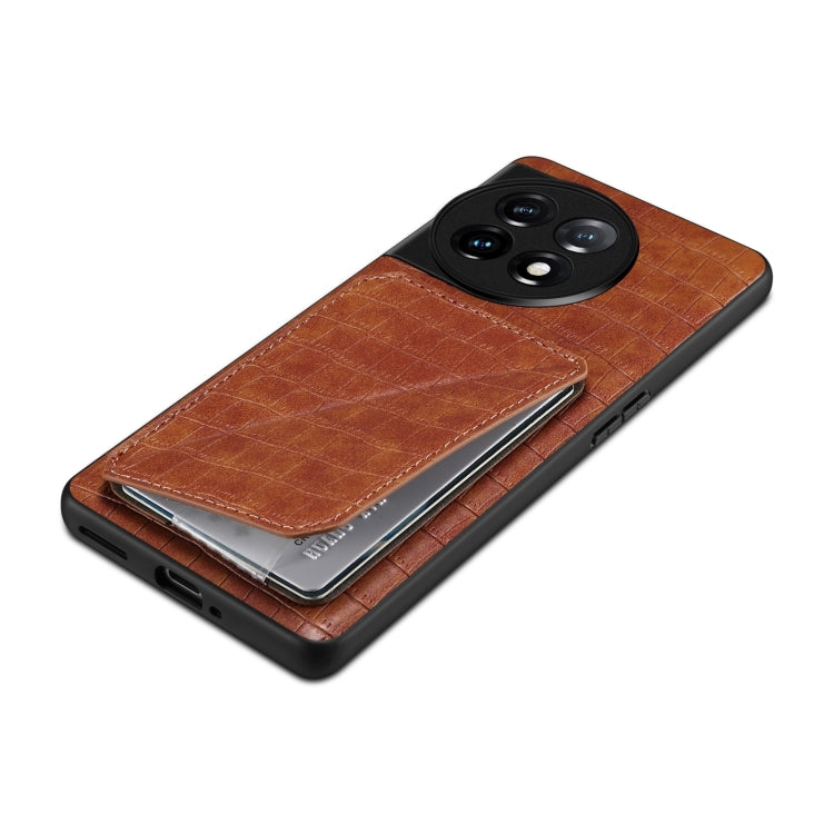 For OnePlus Ace 2 Pro 5G Denior Imitation Crocodile Leather Back Phone Case with Holder(Brown)