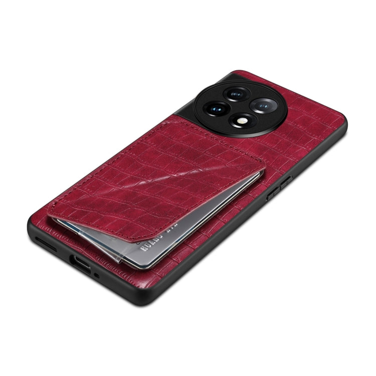 For OnePlus Ace 2 / 11R 5G Denior Imitation Crocodile Leather Back Phone Case with Holder(Rose Red)