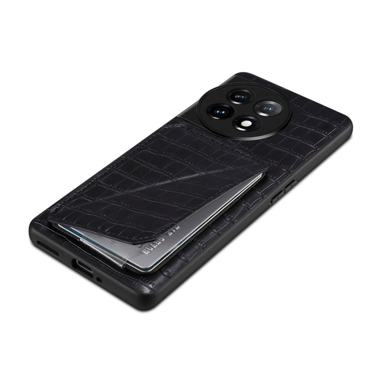 For OnePlus Ace 2V / Nord 3 5G Denior Imitation Crocodile Leather Back Phone Case with Holder(Black)
