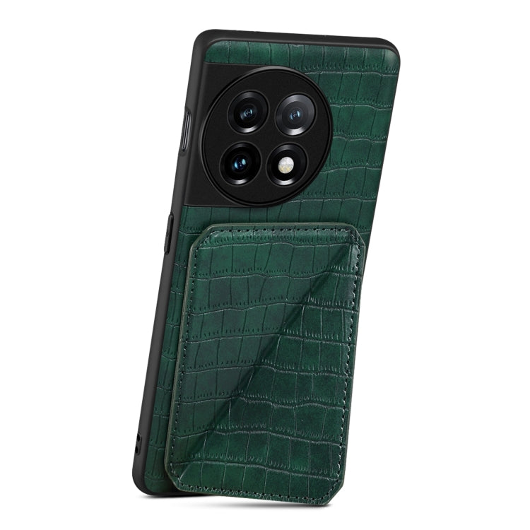 For OnePlus Ace 2V / Nord 3 5G Denior Imitation Crocodile Leather Back Phone Case with Holder(Green)
