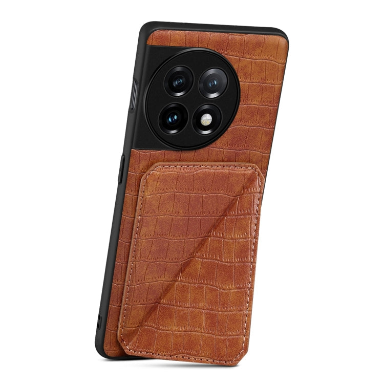 For OnePlus Ace 2V / Nord 3 5G Denior Imitation Crocodile Leather Back Phone Case with Holder(Brown)