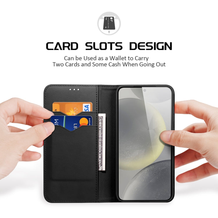 For Samsung Galaxy S25+ 5G DUX DUCIS Hivo Series Cowhide + PU + TPU Flip Phone Case(Black)