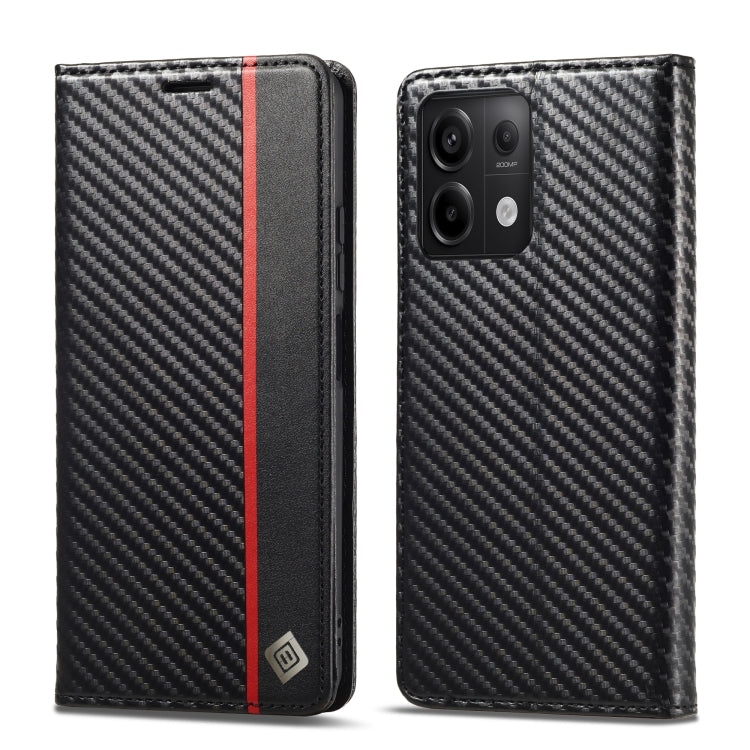 For Xiaomi Redmi Note 13 5G LC.IMEEKE Carbon Fiber Texture Flip Leather Phone Case(Vertical Black)