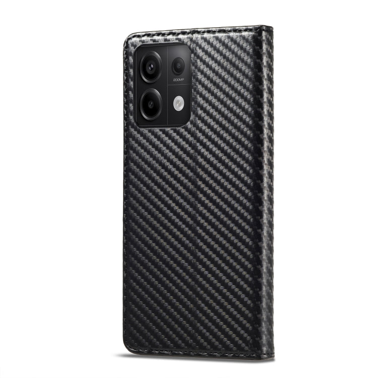 For Xiaomi Redmi Note 13 5G LC.IMEEKE Carbon Fiber Texture Flip Leather Phone Case(Vertical Black)