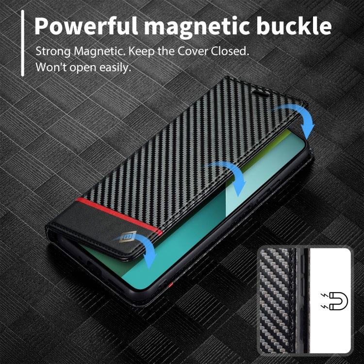 For Xiaomi Redmi Note 13 Pro 4G LC.IMEEKE Carbon Fiber Texture Flip Leather Phone Case(Horizontal Black)