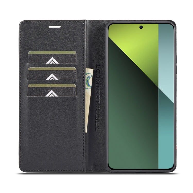 For Xiaomi Redmi Note 13 4G LC.IMEEKE Carbon Fiber Texture Flip Leather Phone Case(Vertical Black)