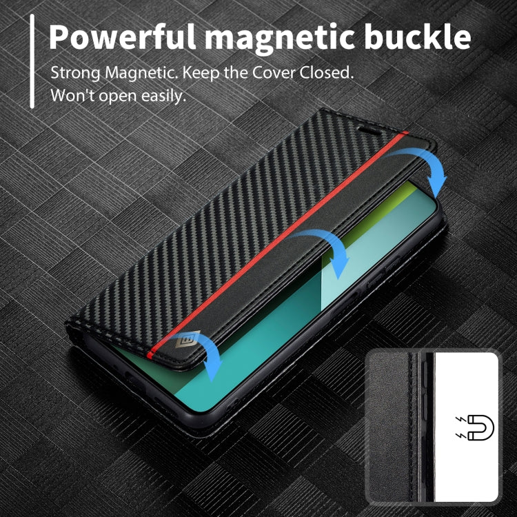 For Xiaomi Redmi Note 13 4G LC.IMEEKE Carbon Fiber Texture Flip Leather Phone Case(Vertical Black)