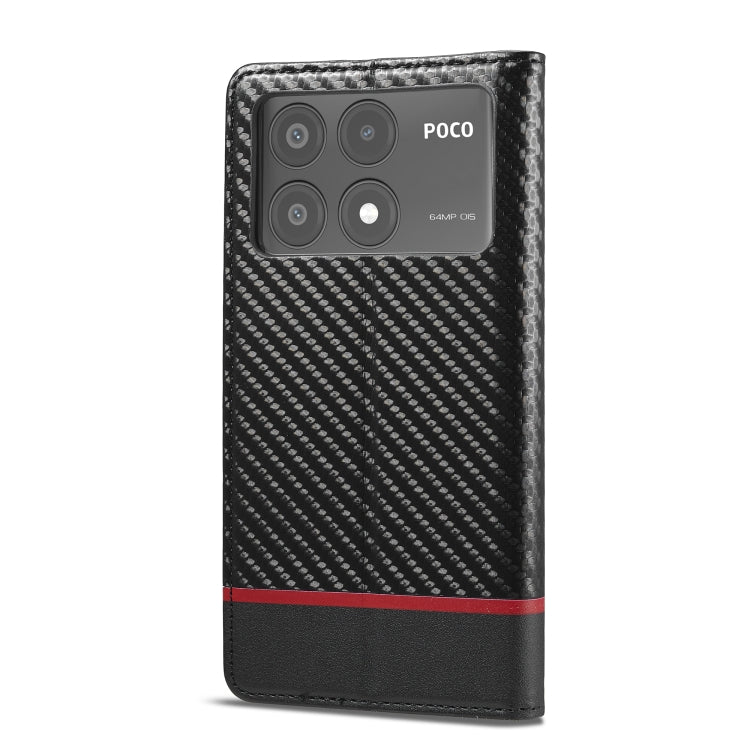 For Xiaomi Poco X6 Pro 5G LC.IMEEKE Carbon Fiber Texture Flip Leather Phone Case(Horizontal Black)