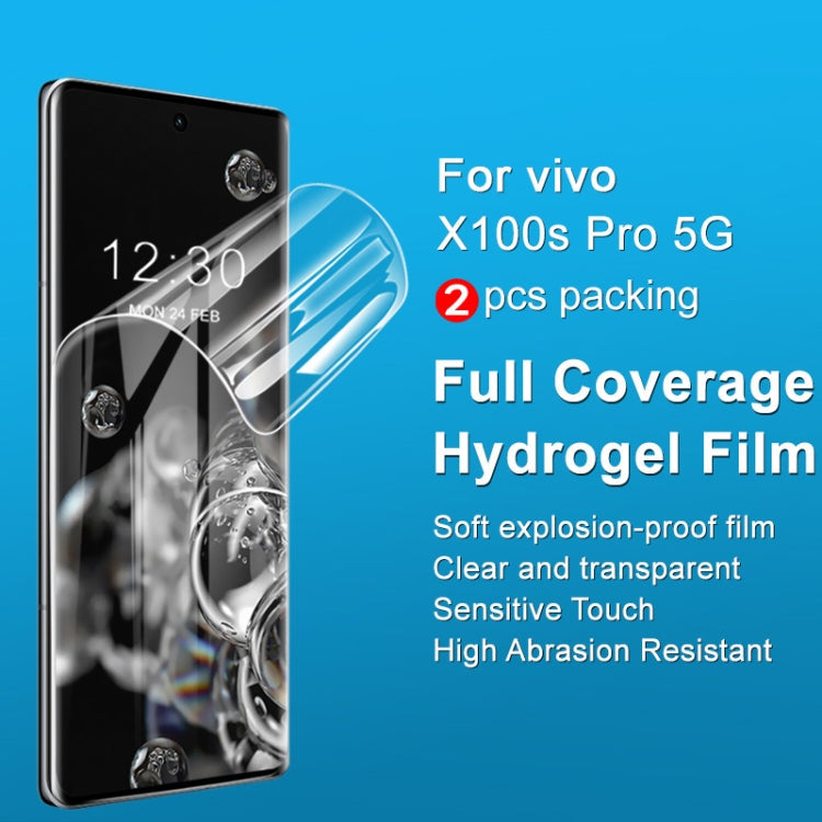 For vivo X100s Pro 5G 2pcs imak Curved Full Screen Hydrogel Film Protector