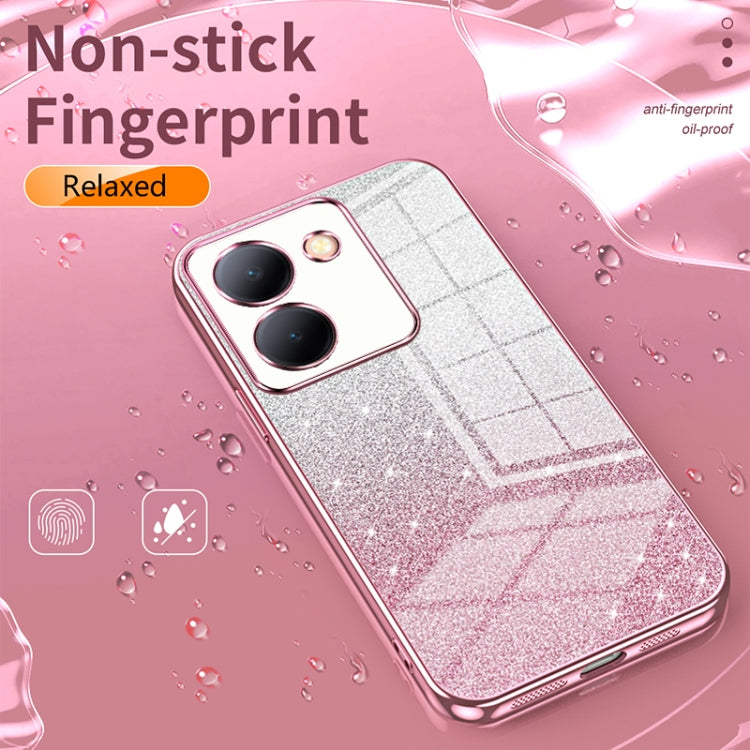 For vivo X100 Pro Gradient Glitter Powder Electroplated Phone Case(Gold)