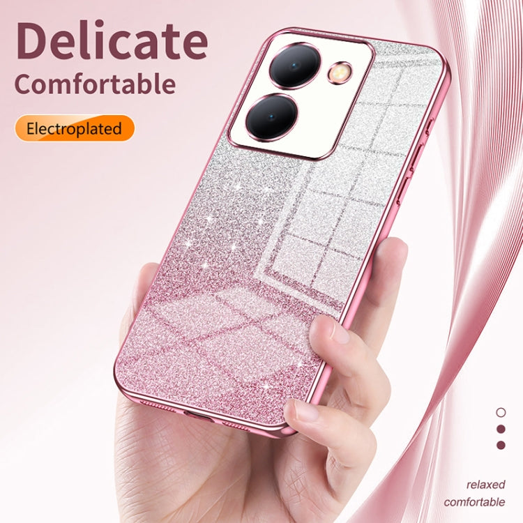 For vivo X100 Pro Gradient Glitter Powder Electroplated Phone Case(Transparent)