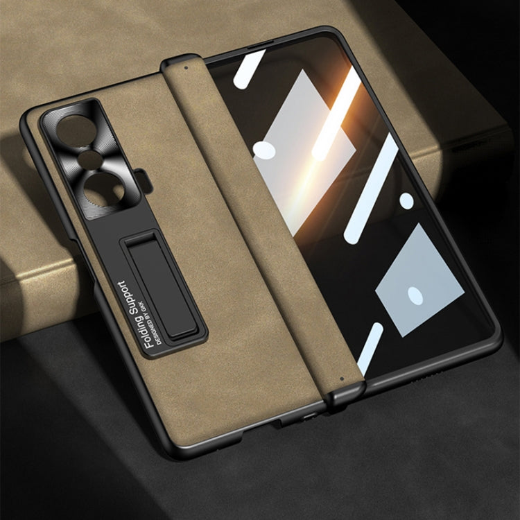 For Honor Magic VS GKK Integrated Frosted Fold Hinge Privacy Leather Phone Case with Holder(Grey)