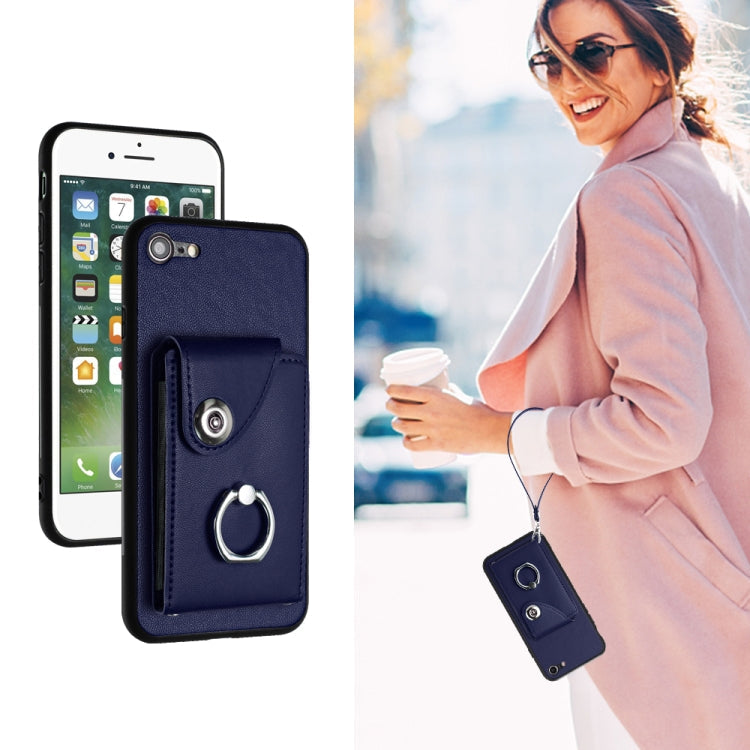 Organ Card Bag Ring Holder PU Phone Case with Lanyard, For iPhone SE 2022/SE 2020/6/7/8, For iPhone 13 Pro Max, For iPhone 13 Pro, For iPhone 13