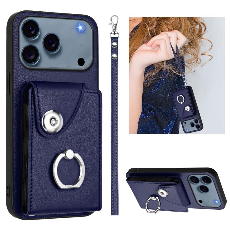 Organ Card Bag Ring Holder PU Phone Case with Lanyard, For iPhone 17 Pro Max, For iPhone 17 Pro, For iPhone 17, For iPhone Air