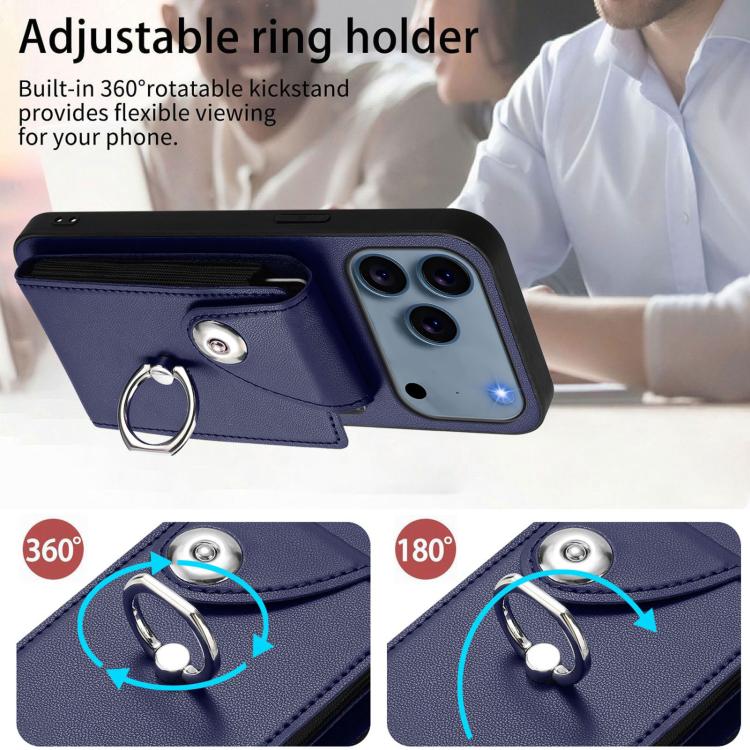 Organ Card Bag Ring Holder PU Phone Case with Lanyard, For iPhone 17 Pro Max, For iPhone 17 Pro, For iPhone 17, For iPhone Air