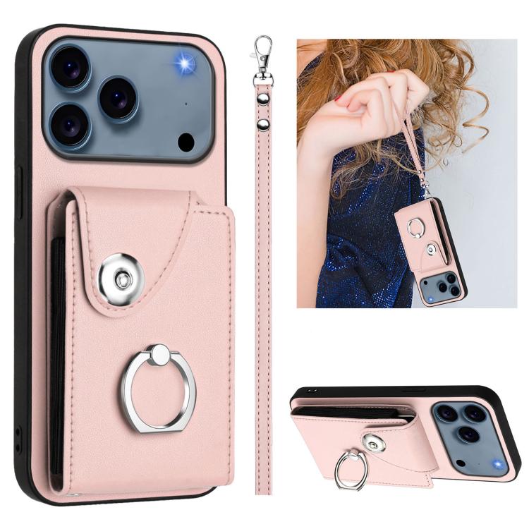 Organ Card Bag Ring Holder PU Phone Case with Lanyard, For iPhone 17 Pro Max, For iPhone 17 Pro, For iPhone 17, For iPhone Air