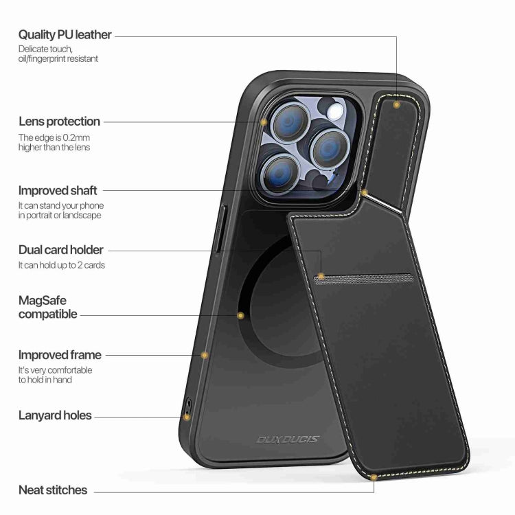 For iPhone 13 Pro DUX DUCIS Rafi II Series MagSafe Magnetic Holder RFID Phone Case(Black)