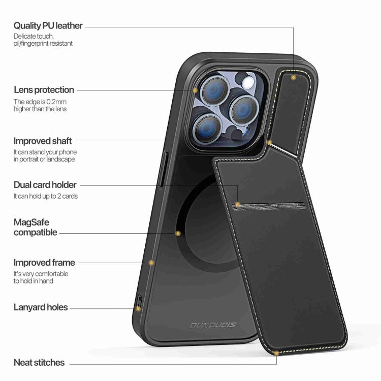 For iPhone 14 Pro DUX DUCIS Rafi II Series MagSafe Magnetic Holder RFID Phone Case(Black)
