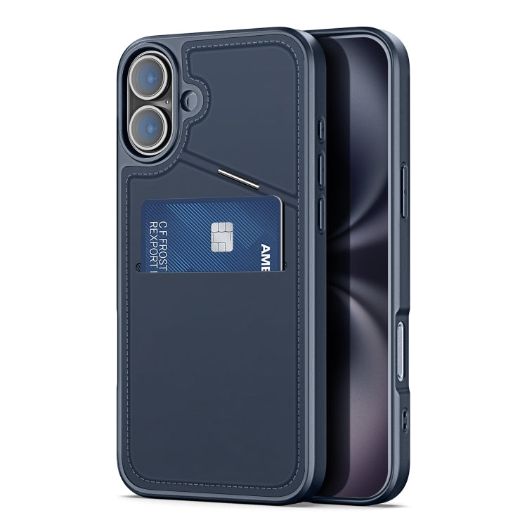 For iPhone 16 DUX DUCIS Rafi II Series MagSafe Magnetic Holder RFID Phone Case(Blue)