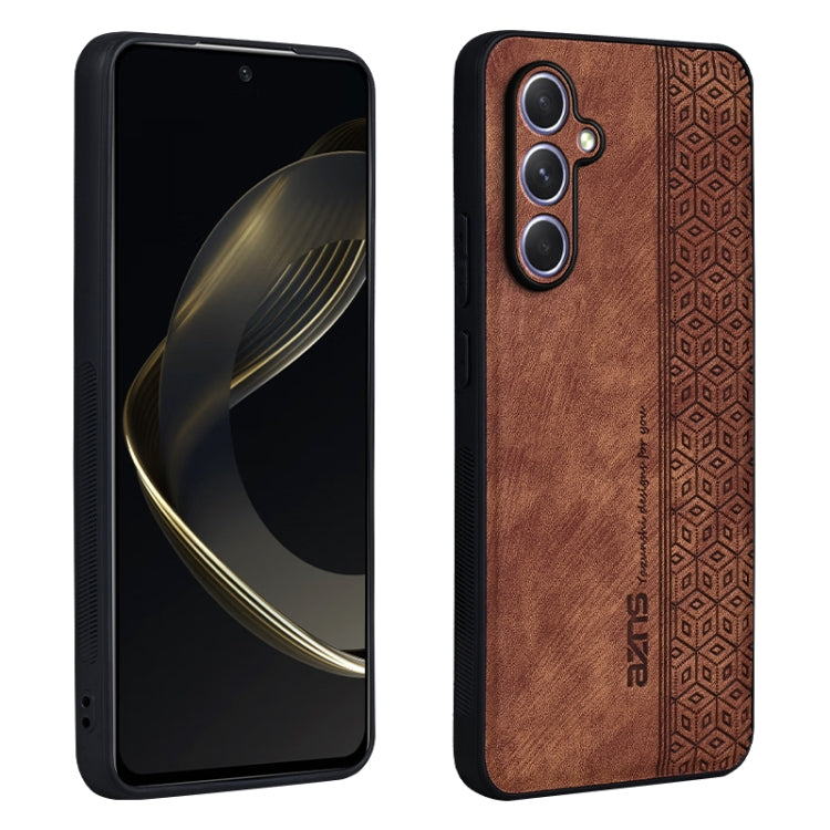 For Samsung Galaxy A35 5G AZNS 3D Embossed Skin Feel Phone Case(Brown)