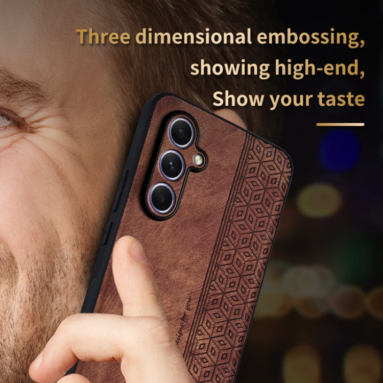 For Samsung Galaxy A35 5G AZNS 3D Embossed Skin Feel Phone Case(Brown)
