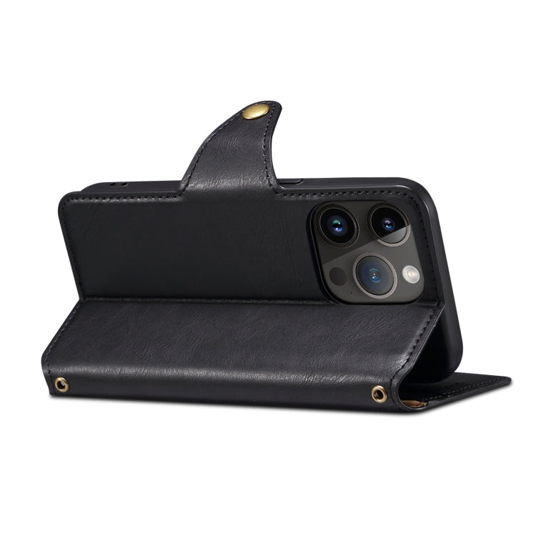 For iPhone 14 Denior Cowhide Texture Wallet Style Leather Phone Case(Black)