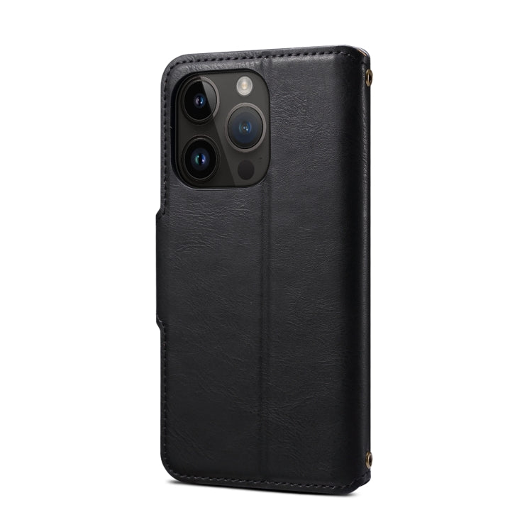 For iPhone XS Max Denior Cowhide Texture Wallet Style Leather Phone Case(Black)