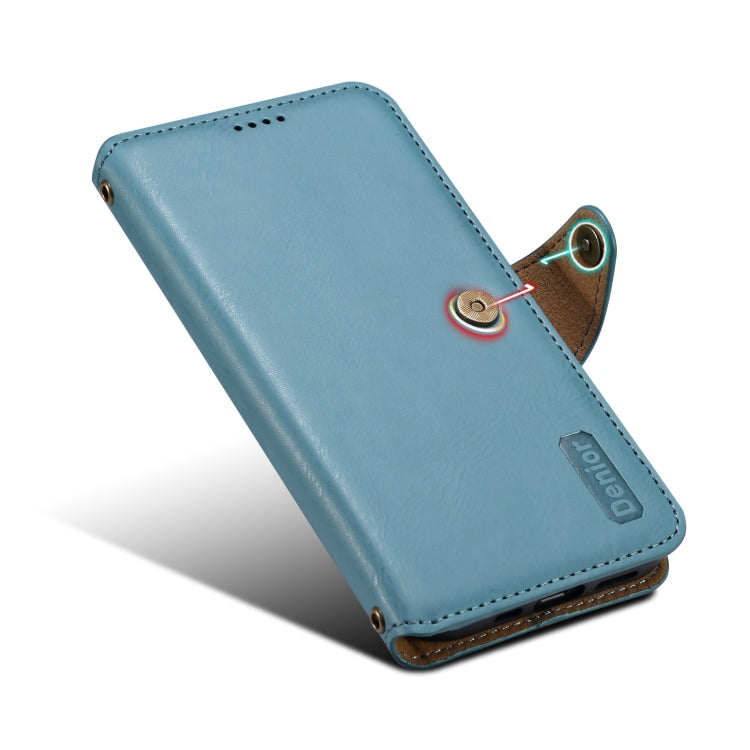 For iPhone 16 Pro Max Denior Cowhide Texture Wallet Style Leather Phone Case(Blue)