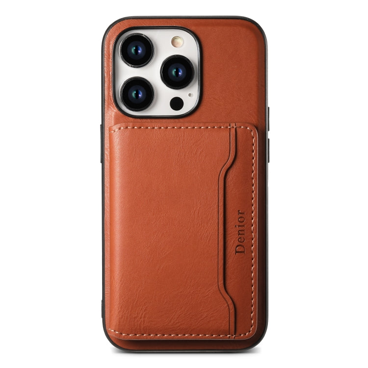 For iPhone 15 Pro Max Denior Cowhide Texture Leather MagSafe Detachable Wallet Phone Case(Brown)